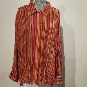 Milano Woman Striped Long Sleeve Snap Down Shirt